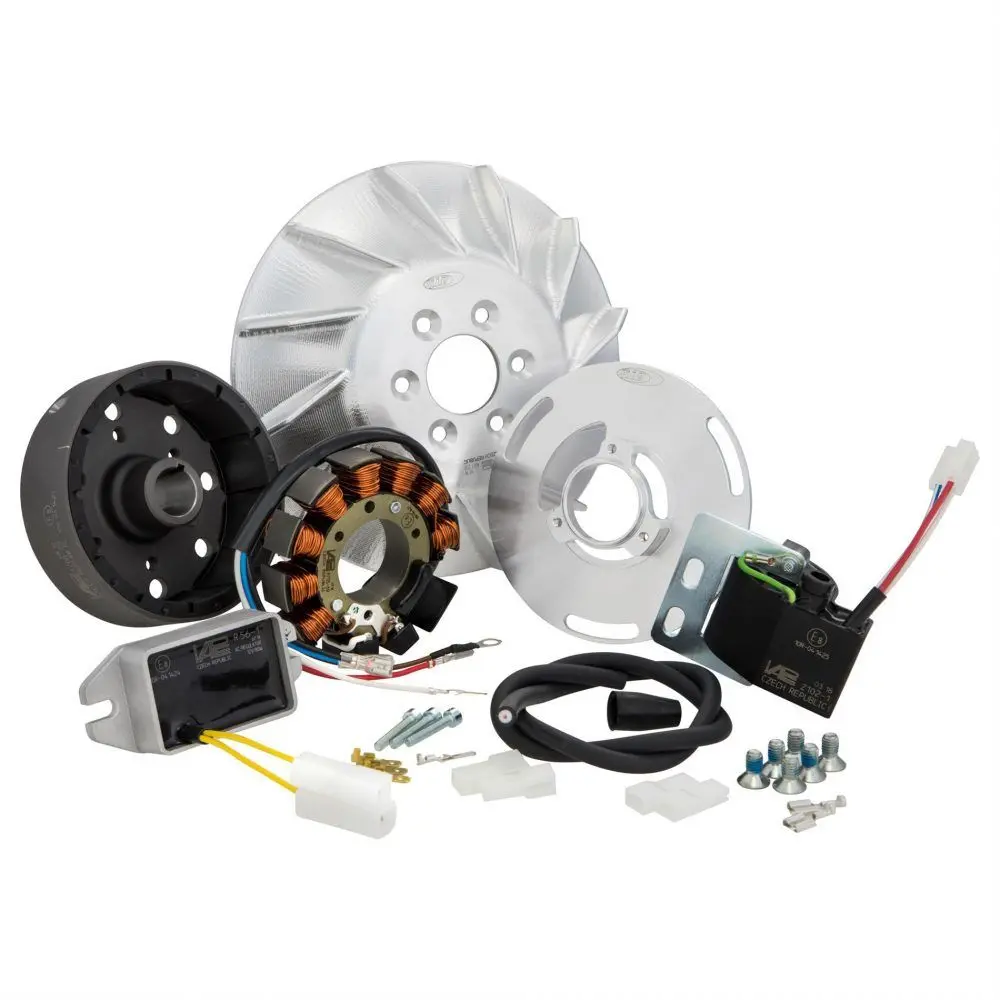 Kärjetön sytytys SIP Performance Sport 12V AC, Sprint, SS, PX, Rally, Cosa <a href="https://italialaiset.fi/wp-content/uploads/2019/03/image-3.png"><img class="alignright size-full wp-image-17588" src="https://italialaiset.fi/wp-content/uploads/2019/03/image-3.png" alt="" width="70" height="23" /></a>SIP Performance kärjetön sytytys,Vespa 125 GTR 2°/TS 2°/150 Sprint V 2° /Super 2°/200 Rally 2°/PX80-200/PE/Lusso/Cosa, <ul> <li>vauhtipyörä CNC-koneistettua alumiinia, paino 1660g</li> <li>9 kelaa, 12 magneettia</li> <li>12V AC, 110W</li> <li>säätyvä sytytyksen ajoitus</li> </ul> SIP Performance kärjetön sytytys, VAPE Sport
