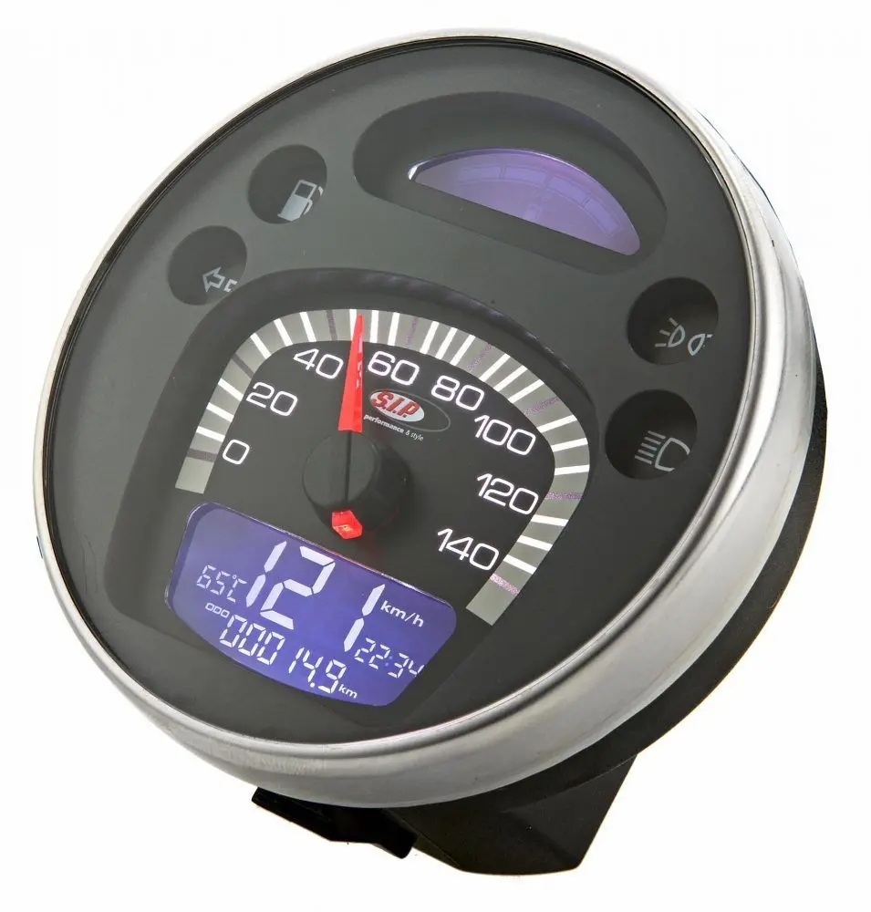 SIP Rev Counter nopeusmittari 2.0 <a href="https://italialaiset.fi/wp-content/uploads/2019/03/image-3.png"><img class="alignright size-full wp-image-17588" src="https://italialaiset.fi/wp-content/uploads/2019/03/image-3.png" alt="" width="70" height="23" /></a>Rev Counter SIP nopeusmittari Vespaan. Versio 2.0. Tumma mittaritaulu, jossa valkoiset numerot. Kehys ruostumatonta terästä. Sekä digitaalinen että analoginen näyttö. Mittarissa 24 eri toimintoa. <ul> <li>Vespa PX80-200 E Lusso</li> <li>`98/MY/`11</li> <li>myös Vespa GTV/GT 60 125-300ccm, - 140 (km/h/mph) / 14.000 (Umin/rpm), vaatii lisäreleen.</li> </ul> SIP Rev Counter nopeusmittari 2.0