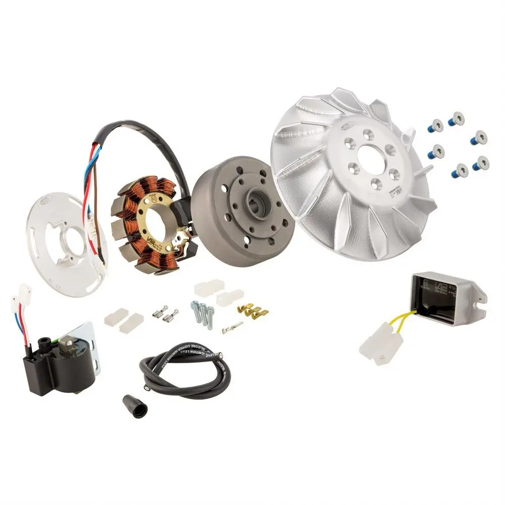Kärjetön sytytys SIP Performance Sport 12V AC, Sprint, SS, PX, Rally, Cosa <a href="https://italialaiset.fi/wp-content/uploads/2019/03/image-3.png"><img class="alignright size-full wp-image-17588" src="https://italialaiset.fi/wp-content/uploads/2019/03/image-3.png" alt="" width="70" height="23" /></a>SIP Performance kärjetön sytytys,Vespa 125 GTR 2°/TS 2°/150 Sprint V 2° /Super 2°/200 Rally 2°/PX80-200/PE/Lusso/Cosa, <ul> <li>vauhtipyörä CNC-koneistettua alumiinia, paino 1660g</li> <li>9 kelaa, 12 magneettia</li> <li>12V AC, 110W</li> <li>säätyvä sytytyksen ajoitus</li> </ul> Kärjetön sytytys SIP Performance Sport 12V AC, Sprint, SS, PX, Rally, Cosa - Image 8