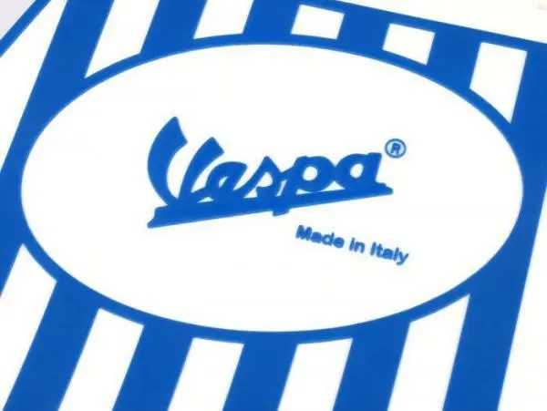 Roiskeläppä Vespa logolla, sini/valkoinen