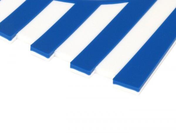 Roiskeläppä Vespa logolla, sini/valkoinen