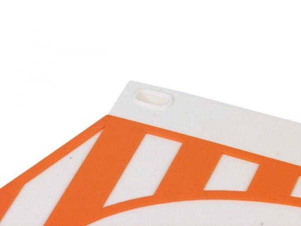 Roiskeläppä Vespa logolla, oranssi/valkoinen