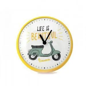 Seinäkello Vespa Ø=25cm – Vespa Primavera "Life is beautiful"