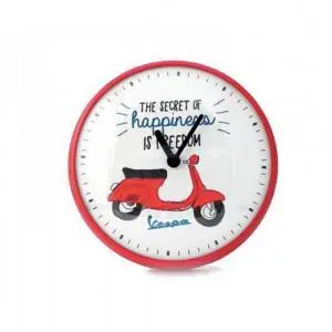Seinäkello Vespa Ø 25cm – "The secret of happiness is freedom"