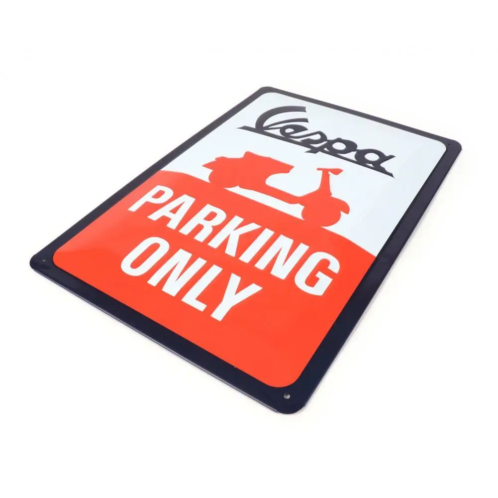 Vespa Parking Only kyltti, kyltti viistosti