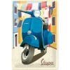 Vespa – Italian Laundry kyltti. Materiaali tukevaa teräspeltiä. Peltiin pakotettu kohokuvio. Kulmissa valmiina reiät kiinnitystä varten. Kyltin koko 20x30 cm.
