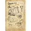 Vespa Parts Sketches kyltti. Materiaali tukevaa teräspeltiä. Peltiin pakotettu kohokuvio. Kulmissa valmiina reiät kiinnitystä varten. Kyltin koko 20x30 cm.