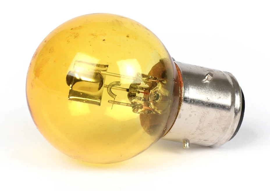 Ajovalopoltin keltainen 12V 35/35W, BA21d kanta, Vespa ACMA ajovaloon