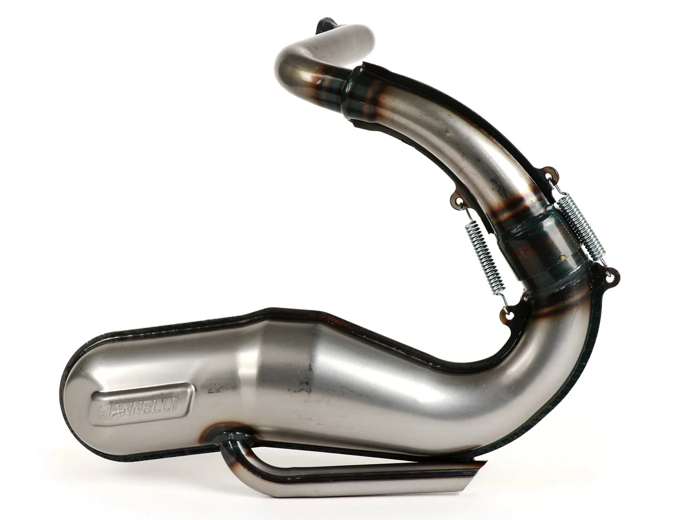 Pakoputki Gianelli Banana, Vespa PV125 ja ET3 <a href="https://italialaiset.fi/wp-content/uploads/2022/03/image-3.png"><img class="alignright size-full wp-image-39572" src="https://italialaiset.fi/wp-content/uploads/2022/03/image-3.png" alt="" width="113" height="38" /></a>Pakoputki Gianelli Banana, Vespa PV125 ja ET3 malleihin. GIANELLI on siistiksi viimeistelty monipuolinen pakoputki. Toiminta perustuu Piaggio banaaniin ja on melko samanlainen kuin muut italialaiset kilpailijat. Pakoputken muoto on klassikko Italiassa. Hyvän vääntökäyrän ansiosta Gianellilla voidaan ajaa helposti ja se on myös hyvä valinta kaupunkiin. Siitä huolimatta se parantaa kierrosherkkyyttä ja mahdollistaa suuremman huippunopeuden. Pakoputki Gianelli Banana, Vespa PV125 ja ET3