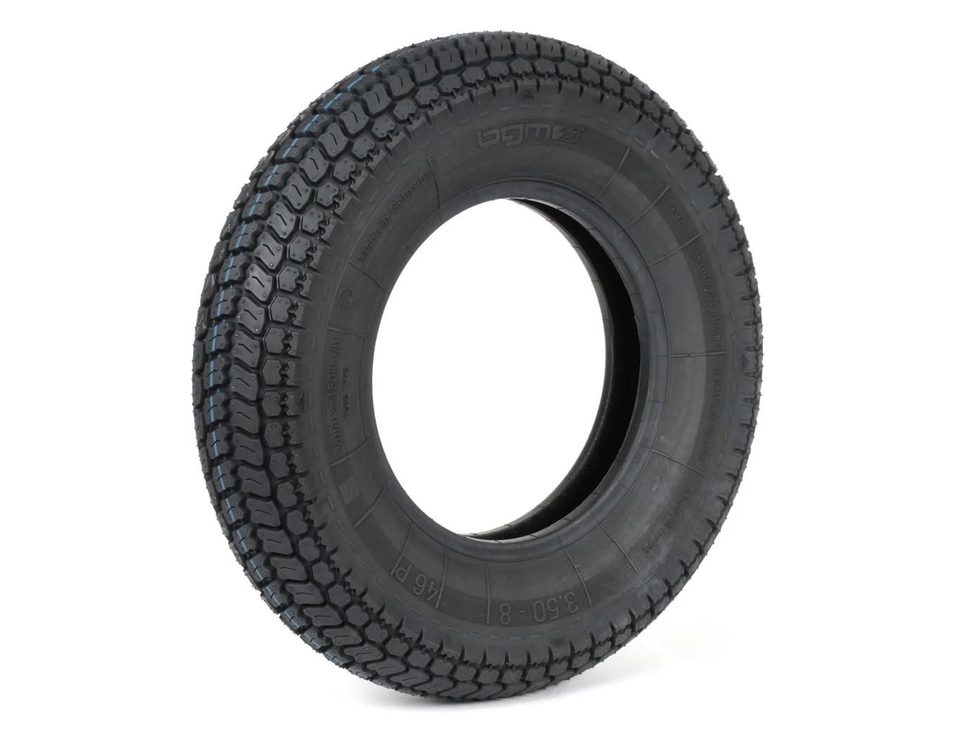 BGM Classic 3.50-8" TT 46P skootterirengas etuviistosta, rengas ja kulutuspinta