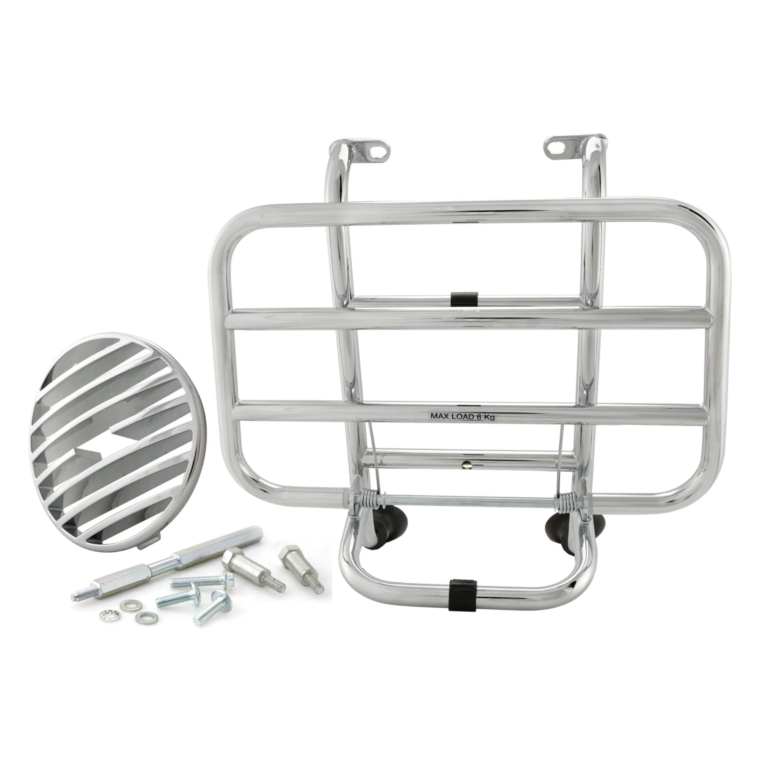 Etuteline Piaggio, Vespa LX ja LXV <a href="https://italialaiset.fi/wp-content/uploads/2019/08/image-14.png"><img class="alignright size-full wp-image-15883" src="https://italialaiset.fi/wp-content/uploads/2019/08/image-14.png" alt="Piaggio logo" width="145" height="45" /></a>Tämä tyylikäs ja käytännöllinen matkatavarateline on suunniteltu erityisesti Vespa LX ja LXV -mallien etuosaan. Se tarjoaa lisää säilytystilaa reissuille, samalla kun se lisää ajoneuvosi ulkonäköön ripauksen tyylikkyyttä. <strong>Ominaisuudet:</strong> <ul> <li><strong>Käytännöllinen:</strong> Lisää säilytystilaa esimerkiksi kypärälle, laukulle tai muille tavaroille.</li> <li><strong>Kestävä rakenne:</strong> Valmistettu korkealaatuisista materiaaleista, jotka kestävät ajan hammasta.</li> <li><strong>Helppo asennus:</strong> Mukana tulevat asennustarvikkeet tekevät kiinnityksestä nopeaa ja yksinkertaista.</li> <li><strong>Universaali sopivuus:</strong> Sopii useimpiin skootterimalleihin, mutta tarkista yhteensopivuus ennen ostoa.</li> </ul> <strong>Tekniset tiedot:</strong> <ul> <li>Valmistaja: Piaggio</li> <li>Materiaali: Chromi</li> <li>Asennustarvikkeet: Mukana</li> <li>Lastausalue 37×24 cm</li> </ul> Etuteline Piaggio, Vespa LX ja LXV