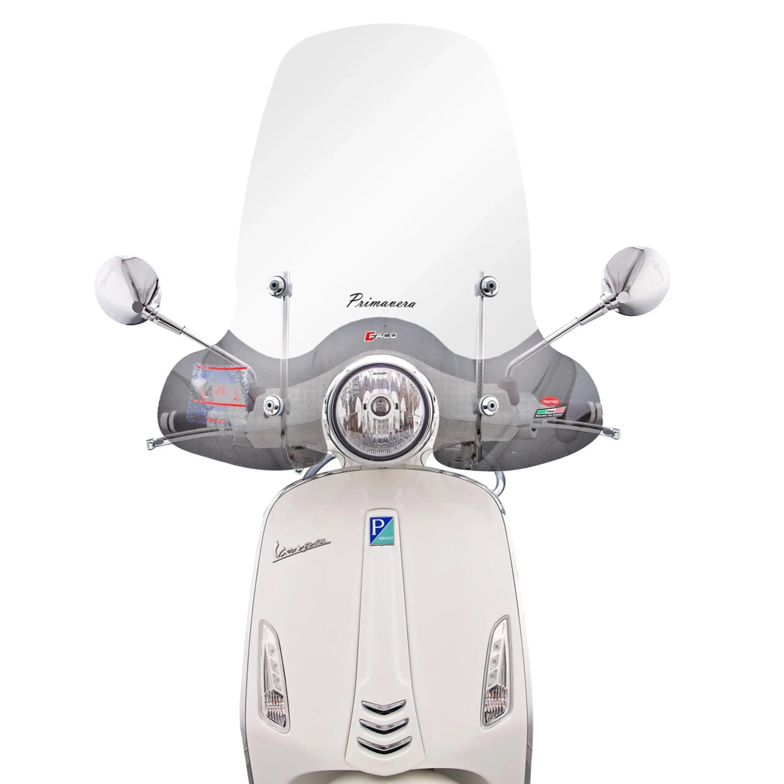 Tuulilasi FACO Korkea Vespa Primavera 2T/4T 50-125 cc (2013->) FACO-tuulilasi on suunniteltu erityisesti Vespa Primavera 2T/4T 50-125 cc 2013-> -malleille. Tämä kirkas tuulilasi tarjoaa erinomaisen suojan tuulelta, sateelta ja muilta sääolosuhteilta, parantaen samalla ajomukavuutta ja turvallisuutta. Laadukkaasta materiaalista valmistettu tuulilasi kestää pitkään ja säilyttää kirkkauden pitkään käytössä. Tuulilasi on helppo asentaa mukana tulevien kiinnikkeiden avulla, ja se on suunniteltu sopimaan täydellisesti Vespan muotoiluun. Tämä tuulilasi ei vain lisää suojaa, vaan myös parantaa skootterin aerodynamiikkaa, mikä voi vähentää polttoaineenkulutusta ja lisätä ajovakautta suuremmissa nopeuksissa. Tuulilasin korkeus on 54 cm ja leveys 68 cm, mikä tarjoaa kattavan suojan koko keholle. Tämä malli on täydellinen valinta Vespa Primavera -omistajille, jotka arvostavat korkeaa laatua ja tyylikkyyttä. <strong>Tuotteen keskeiset edut:</strong> <ul> <li>Suojaa tuulelta ja sateelta</li> <li>Parantaa aerodynamiikkaa</li> <li>Helppo asentaa</li> <li>Laadukas ja kestävä materiaali</li> <li>Tyylikäs muotoilu, joka sopii Vespan ulkonäköön</li> </ul> <strong>Kysymykset ja vastaukset:</strong> <strong>Kuinka kauan asennus kestää? </strong>Asennus kestää noin 30 minuuttia ja vaatii perus työkalut, jotka tulevat pakkauksen mukana. <strong>Miten tuulilasi parantaa ajomukavuutta? </strong>Tuulilasi suojaa kuljettajaa tuulelta ja sateelta, vähentää ajomelua ja parantaa aerodynamiikkaa, mikä tekee ajosta vakaampaa. <strong>Voiko tuulilasin asentaa itse? </strong>Kyllä, tuulilasi on suunniteltu niin, että sen voi asentaa itse mukana tulevien ohjeiden avulla. <strong>Avainsanat:</strong> <ul> <li>FACO tuulilasi</li> <li>Vespa Primavera 4T</li> <li>Vespa Primavera tuulilasi</li> <li>Skootterin tuulilasi</li> <li>Vespa lisävarusteet</li> </ul> FACO Tuulilasi Vespa Primavera 2T/4T 50-125 cc (2013->)