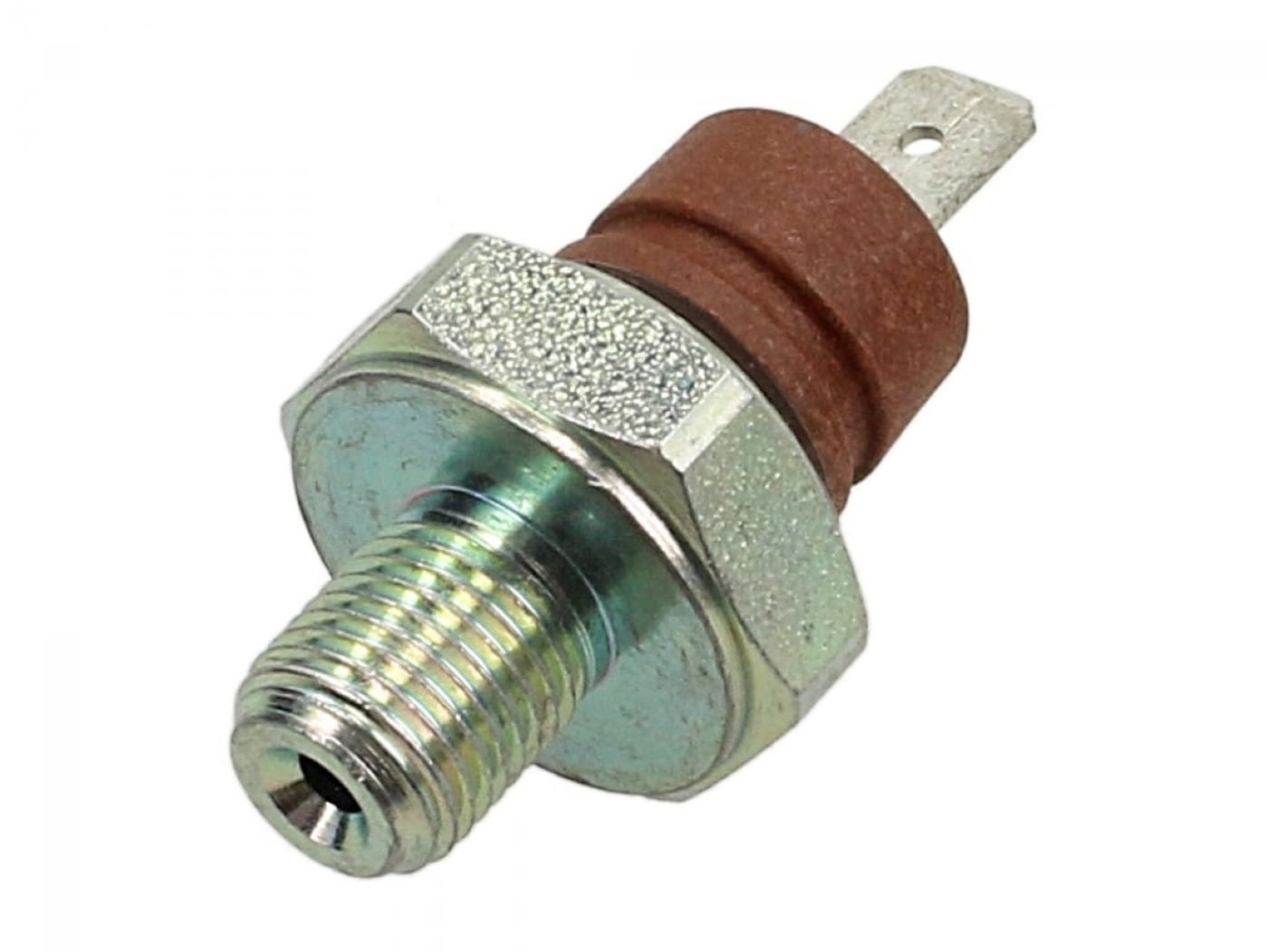 Öljynpaineanturi Piaggio Vespa yleismalli p=42,8 mm, M10x12mm, av=21mm Laadukas öljynpaineanturi, yhteensopiva useiden Piaggio, Vespa yms. mallien kanssa. Varmistaa moottorin optimaalisen suorituskyvyn ja pitkäikäisyyden. Anturi valvoo moottorin öljynpainetta tarkasti, tarjoten reaaliaikaista tietoa ja varoittaen mahdollisista poikkeamista. Näin se auttaa estämään moottorivaurioita ja ylläpitämään ajoneuvosi suorituskykyä. <p data-start="620" data-end="977">Valmistettu korkealaatuisista materiaaleista, tämä anturi kestää hyvin kulutusta ja tarjoaa luotettavan toiminnan pitkään. Sen kompakti koko (pituus 42,8 mm) ja M10x1,25 mm kierre tekevät asennuksesta vaivatonta ilman erikoistyökaluja. Anturi on suunniteltu sopimaan täydellisesti alkuperäisen osan tilalle, varmistaen yhteensopivuuden ja helpon asennuksen.</p> Avainväli 21 mm Öljynpaineanturi Piaggio Vespa yms. yleismalli