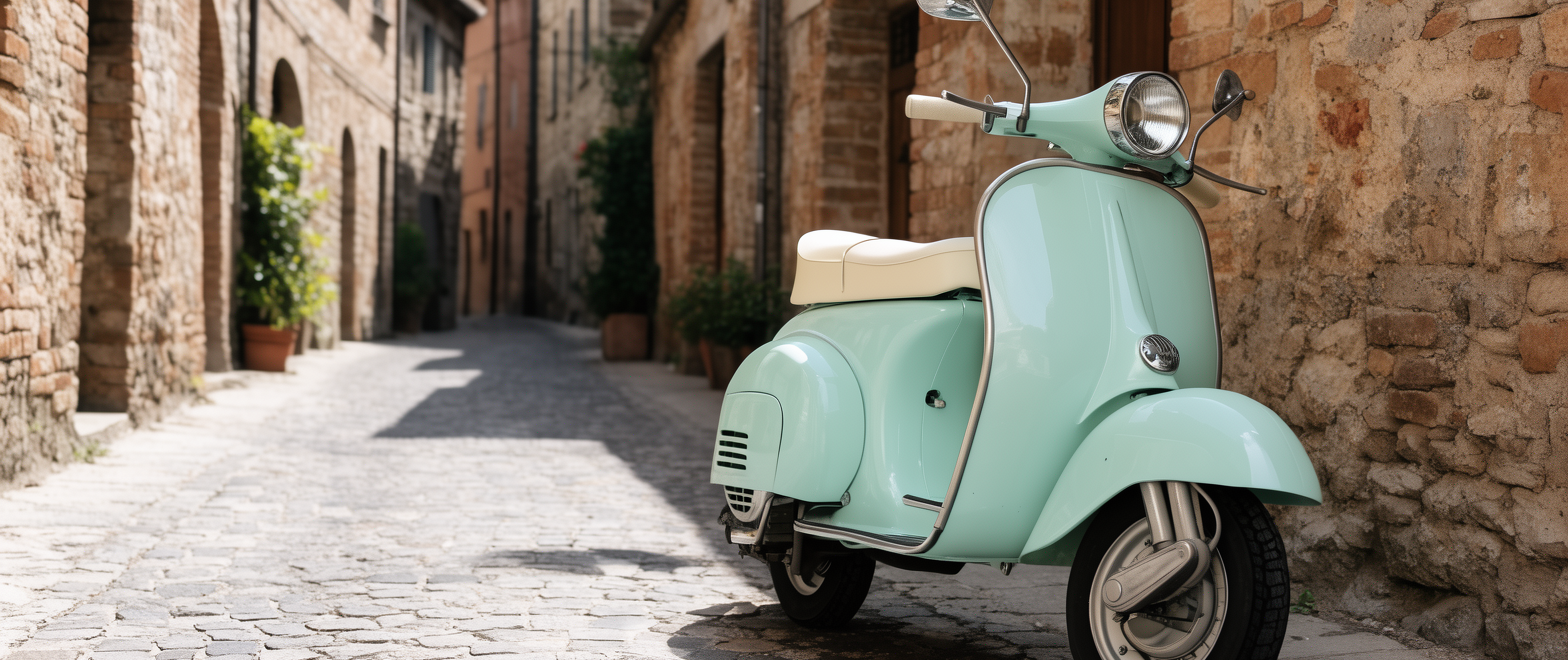 Vespa-skootteri italialaisella rantakadulla