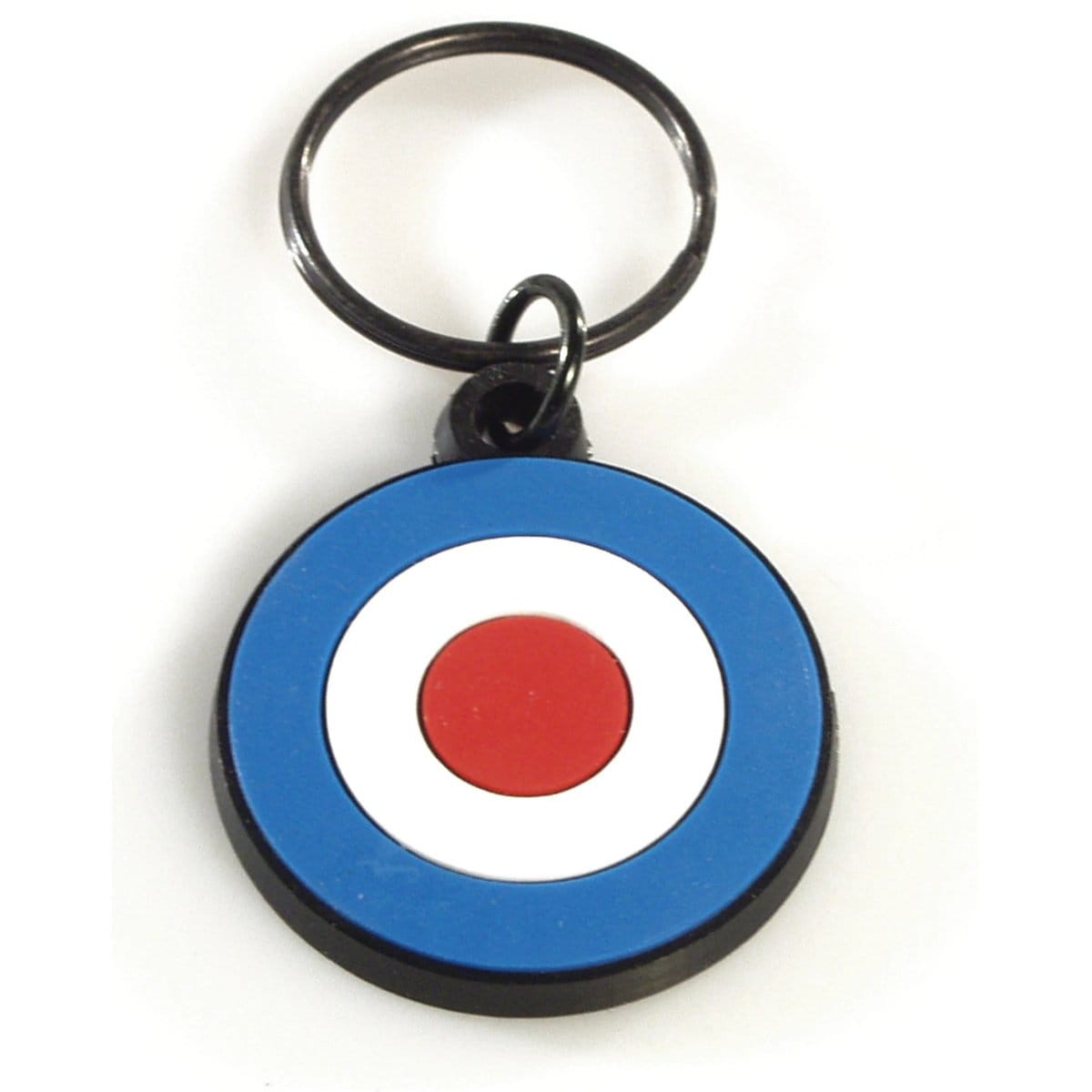 Avaimenperä "Target", Ø 41 mm <p>Avaimenperä Target-merkillä, eli sinivalkopunaisella maalitaulukuviolla, joka on tuttu mod- ja skootterikulttuurista. Tyylikäs pari skootterin avaimelle ja hyvä lahjaidea Vespa-harrastajalle.</p>
<ul>
<li>materiaali: muovi</li>
<li>halkaisija 41 mm</li>
<li>metallinen avainrengas</li>
</ul> Avaimenperä Target, sinivalkopunainen maalitaulukuvio ja avainrengas