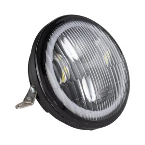 LED-ajovalo Siem Ø 143 mm, Vespa PX80-200, PE, Lusso, '98, MY ja '11 viistosti edestä, valoumpio viistosti edestä kuvattuna