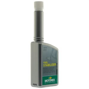 Polttoaineen lisäaine Motorex Fuel Stabilizer 250 ml etupuoli vinosti, vihreä FUEL STABILIZER -etiketti