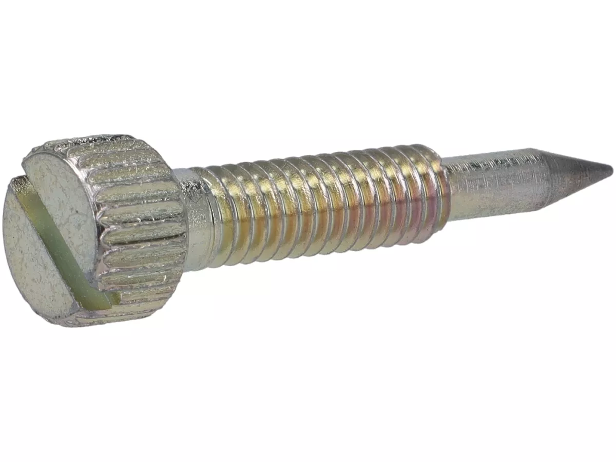 Seosruuvi Dellorto SHB, SHBC, M4 x 0,75 mm, 27 mm, paksu kärki, Vespa V50, V90, PV ja PK <img class="alignright size-full wp-image-45709" src="https://italialaiset.fi/wp-content/uploads/2026/09/Dellorto-logo.png" alt="Dellorto logo" width="140" height="42" /><p>Seosruuvi Dellorto SHB- ja SHBC-kaasuttimiin, myös SHB 18/12–18/16 ja SH1 20. Ruuvilla säädetään kaasuttimen tyhjäkäyntiseos.</p>
<ul>
<li>Kierre: M4 x 0,75 mm</li>
<li>Pituus: 27 mm</li>
<li>Kärki: paksu</li>
<li>Valmistaja: Dellorto</li>
</ul>
<p>Samaan kaasutinsarjaan on myös 29 mm seosruuvi ohuella kärjellä, joten vertaa kärjen muotoa ja pituutta vanhaan ruuviin ennen tilausta. Jousi ei sisälly toimitukseen.</p> Seosruuvi Dellorto SHB, SHBC, M4 x 0,75 mm, 27 mm, paksu kärki, Vespa V50, V90, PV ja PK kanta, uritettu kanta, kierre ja paksu kartiokärki