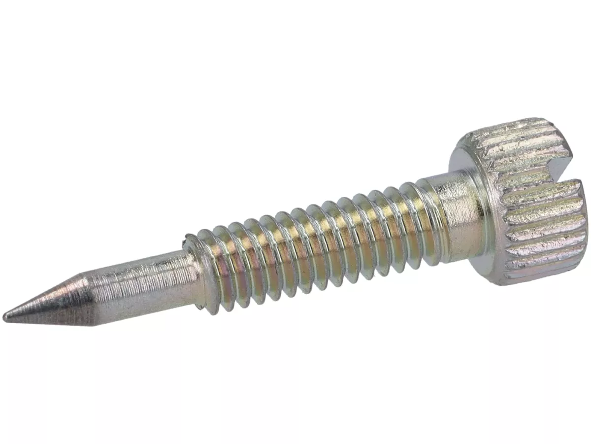 Seosruuvi Dellorto SHB, SHBC, M4 x 0,75 mm, 27 mm, paksu kärki, Vespa V50, V90, PV ja PK <img class="alignright size-full wp-image-45709" src="https://italialaiset.fi/wp-content/uploads/2026/09/Dellorto-logo.png" alt="Dellorto logo" width="140" height="42" /><p>Seosruuvi Dellorto SHB- ja SHBC-kaasuttimiin, myös SHB 18/12–18/16 ja SH1 20. Ruuvilla säädetään kaasuttimen tyhjäkäyntiseos.</p>
<ul>
<li>Kierre: M4 x 0,75 mm</li>
<li>Pituus: 27 mm</li>
<li>Kärki: paksu</li>
<li>Valmistaja: Dellorto</li>
</ul>
<p>Samaan kaasutinsarjaan on myös 29 mm seosruuvi ohuella kärjellä, joten vertaa kärjen muotoa ja pituutta vanhaan ruuviin ennen tilausta. Jousi ei sisälly toimitukseen.</p> Seosruuvi Dellorto SHB, SHBC, M4 x 0,75 mm, 27 mm, paksu kärki, Vespa V50, V90, PV ja PK kärki, paksu kartiokärki edessä ja kierre