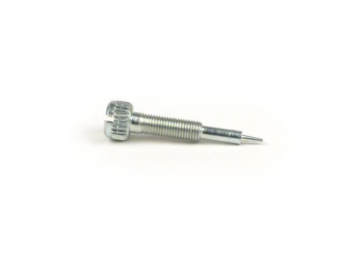 Seosruuvi Dellorto SHB, SHBC, M4 x 0,75 mm, 29 mm, ohut kärki, Vespa V50, PV, ET3 ja PK <img class="alignright size-full wp-image-45709" src="https://italialaiset.fi/wp-content/uploads/2026/09/Dellorto-logo.png" alt="Dellorto logo" width="140" height="42" /><p>Seosruuvi Dellorto SHB- ja SHBC-kaasuttimiin. Ruuvilla säädetään kaasuttimen tyhjäkäyntiseos.</p>
<ul>
<li>Kierre: M4 x 0,75 mm</li>
<li>Pituus: 29 mm</li>
<li>Kärki: ohut</li>
<li>Valmistaja: Dellorto</li>
</ul>
<p>Samaan kaasutinsarjaan on myös 27 mm seosruuvi paksulla kärjellä, joten vertaa kärjen muotoa ja pituutta vanhaan ruuviin ennen tilausta. Jousi ei sisälly toimitukseen.</p> Seosruuvi Dellorto SHB, SHBC, M4 x 0,75 mm, 29 mm, ohut kärki, Vespa V50, PV, ET3 ja PK sivulta, uritettu kanta, kierre ja ohut kärki