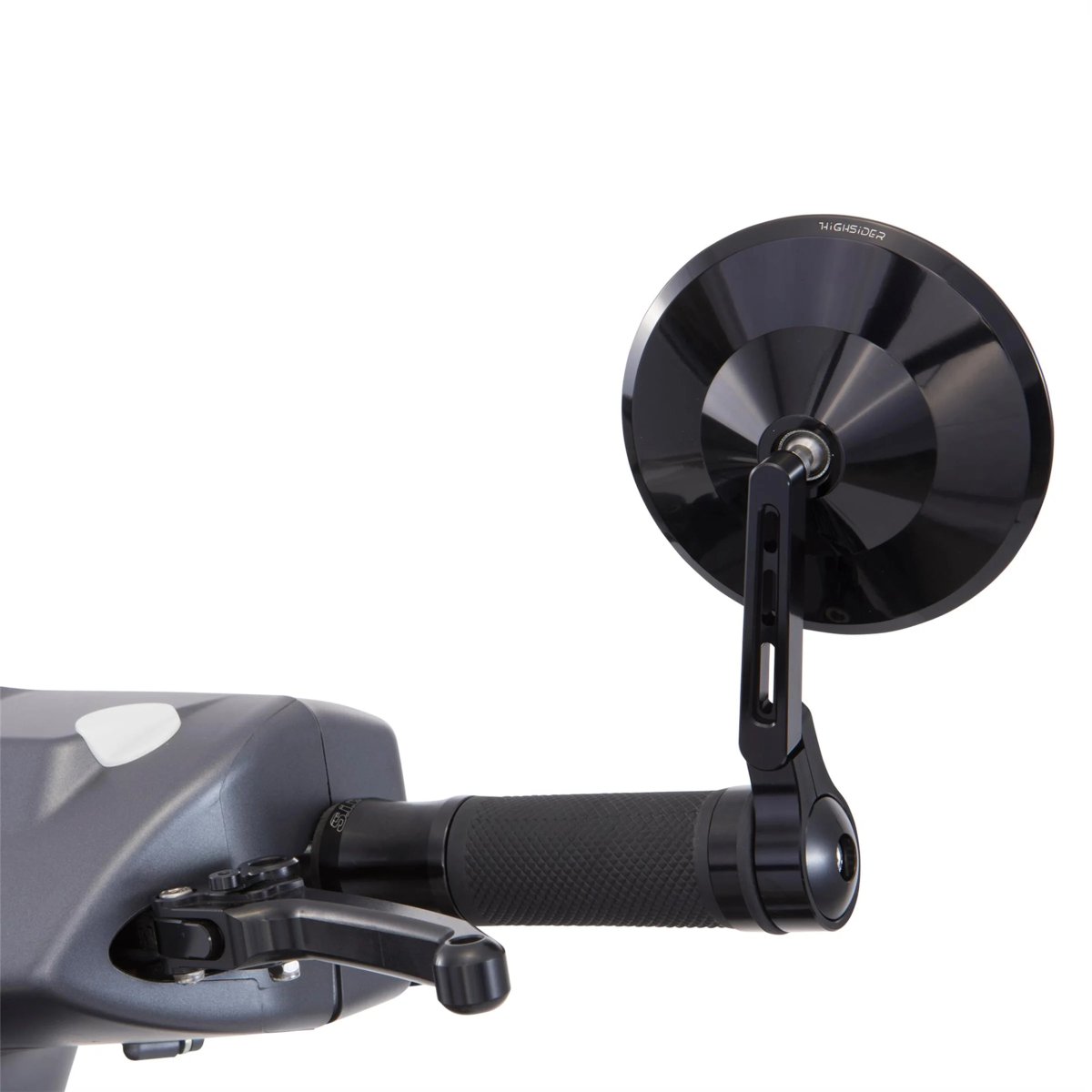 Tangonpääpeili Highsider Montana 2 musta, Vespa ET, LX, LXV, S, GTS, GTV ja GT <p><a href="https://italialaiset.fi/wp-content/uploads/2026/10/Highsider-logo.png"><img class="alignright size-full wp-image-46345" src="https://italialaiset.fi/wp-content/uploads/2026/10/Highsider-logo.png" alt="Highsider logo" width="145" height="36" /></a>Tangonpääpeili Vespa ET-, LX-, LXV-, S-, GTS-, GTV- ja GT-malleihin on pyöreä Highsider Montana 2. Peilin halkaisija on 102 mm ja varren pituus 120 mm.</p>
<p>Materiaali on mustaksi anodisoitu alumiini. Peili sopii vasemmalle tai oikealle puolelle, ja lasissa on E-merkintä.</p>
<p>Sopivat mallit näet Sopivuus-välilehdeltä.</p> Tangonpääpeili Highsider Montana 2 musta, Vespa ET, LX, LXV, S, GTS, GTV ja GT asennettuna, peili asennettuna ohjaustangon päähän