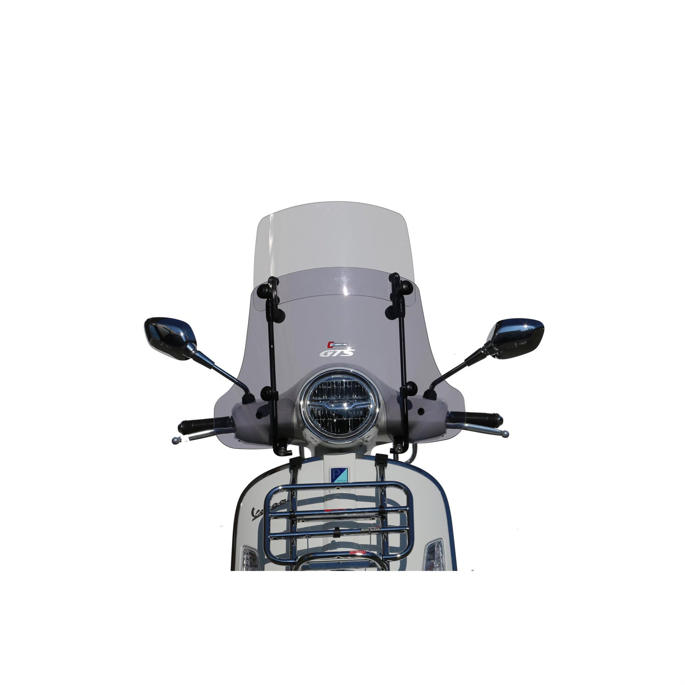 Tuulilasi Faco Twin Screen säädettävä, Vespa GTS 125-310 (2023-) <p>Facon säädettävä Twin Screen -tuulilasi Vespa GTS 125–310 -malleihin (2023-, Keyless). Korkeus 410 mm, leveys 570 mm, sävytetty. Sisältää asennustarvikkeet sekä lisälasin (220 × 365 mm), jonka korkeutta voi säätää. Sopii malleihin: Vespa GTS 125 Basic / Super Tech Keyless IGET ABS (ZAPMD3202, ZAPMD3203) sekä Vespa GTS 300 Super / Super Sport Keyless HPE ABS (ZAPMD3103). <strong>Tarkista aina sopivuus oman skootterisi runkonumeron mukaan</strong> ennen tilaamista. Runkonumero löytyy rekisteriotteesta ja rungosta.</p> Tuulilasi Faco Twin Screen säädettävä, Vespa GTS 125-310 (2023-) asennettuna Vespaan edestä, tuulilasi asennettuna Vespaan edestä kuvattuna
